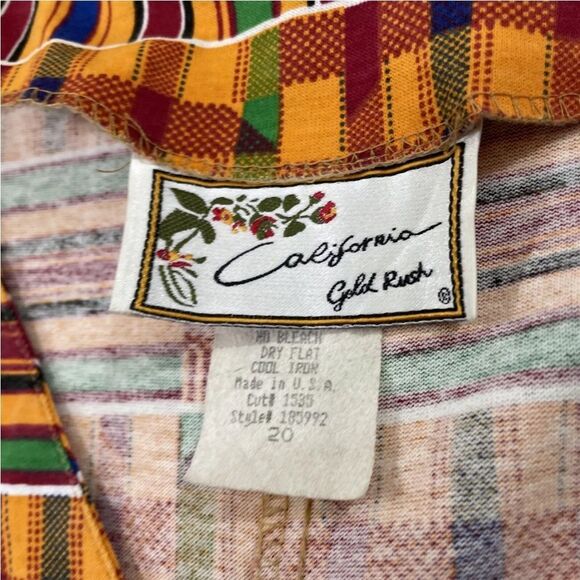 CALIFORNIA GOLD RUSH Women 20 Kente Africa Print Sleeveless 2Piece Pants Set VTG - Picture 15 of 16